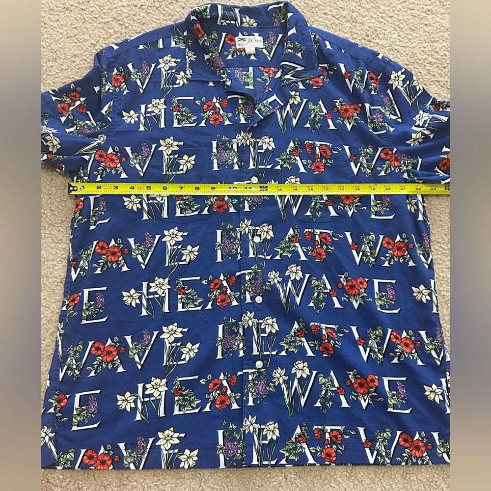 J. Crew Men’s Large Heat Wave Spell Out Hawaiian Shirt - Picture 5 of 7